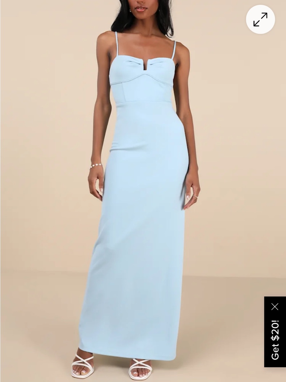 Lulu’s NWT Romantic Existence Light Blue Column Maxi Dress
